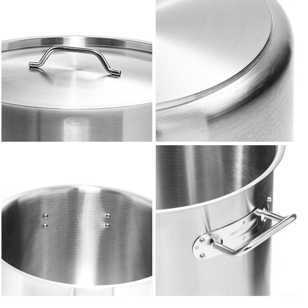 Premium 50L Stainless Steel Stock Pot with Two Steamer Rack Insert Stockpot Tray - image7