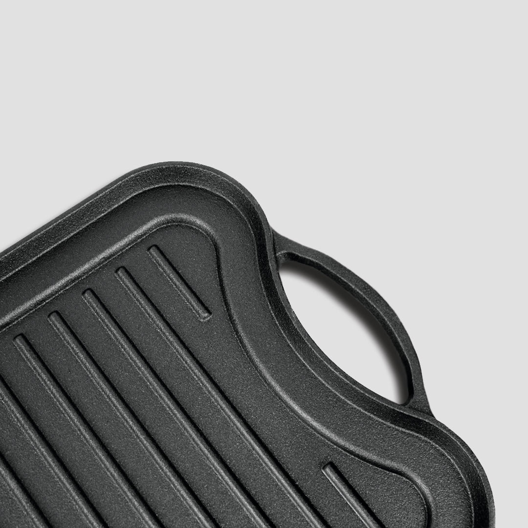 Premium 2X 50.8cm Cast Iron Ridged Griddle Hot Plate Grill Pan BBQ Stovetop - image7
