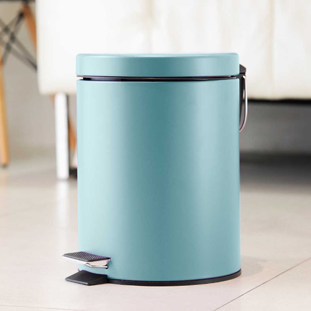 Premium 2X Foot Pedal Stainless Steel Rubbish Recycling Garbage Waste Trash Bin Round 7L Blue - image7