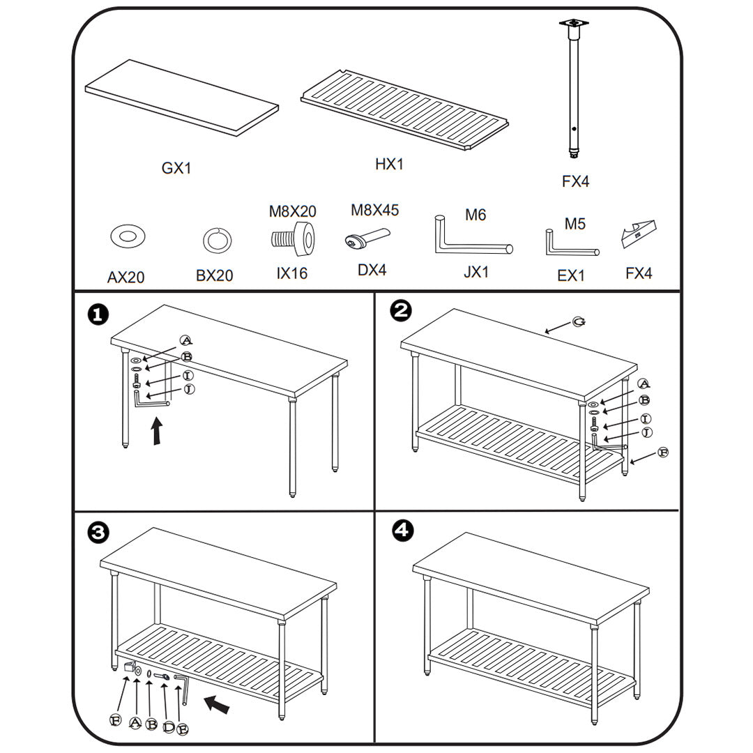 Premium Commercial Catering Kitchen Stainless Steel Prep Work Bench Table 150*70*85cm - image7