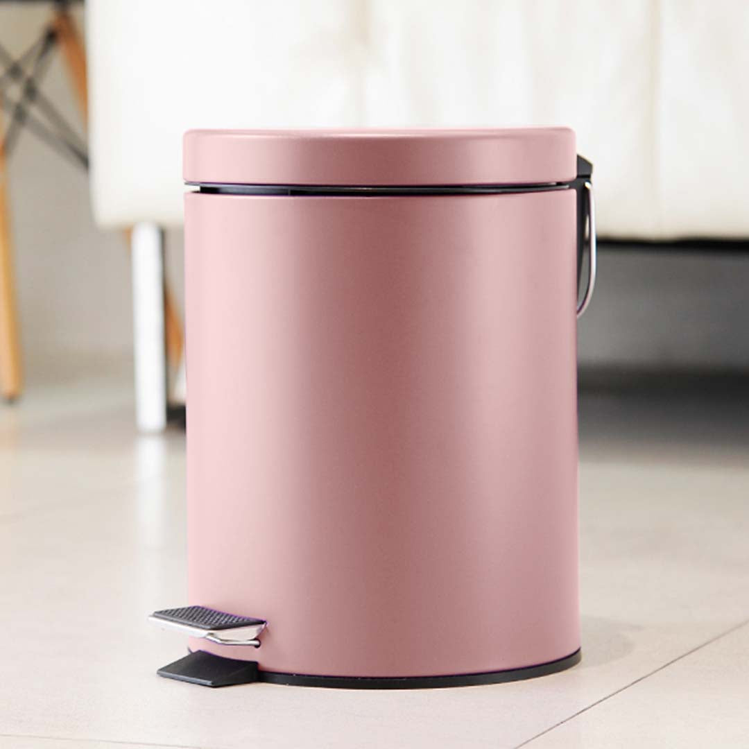 Premium 12L Modern Foot Pedal Trash Bin Waste Kitchen Bathroom Stainless Steel Round Pink - image7