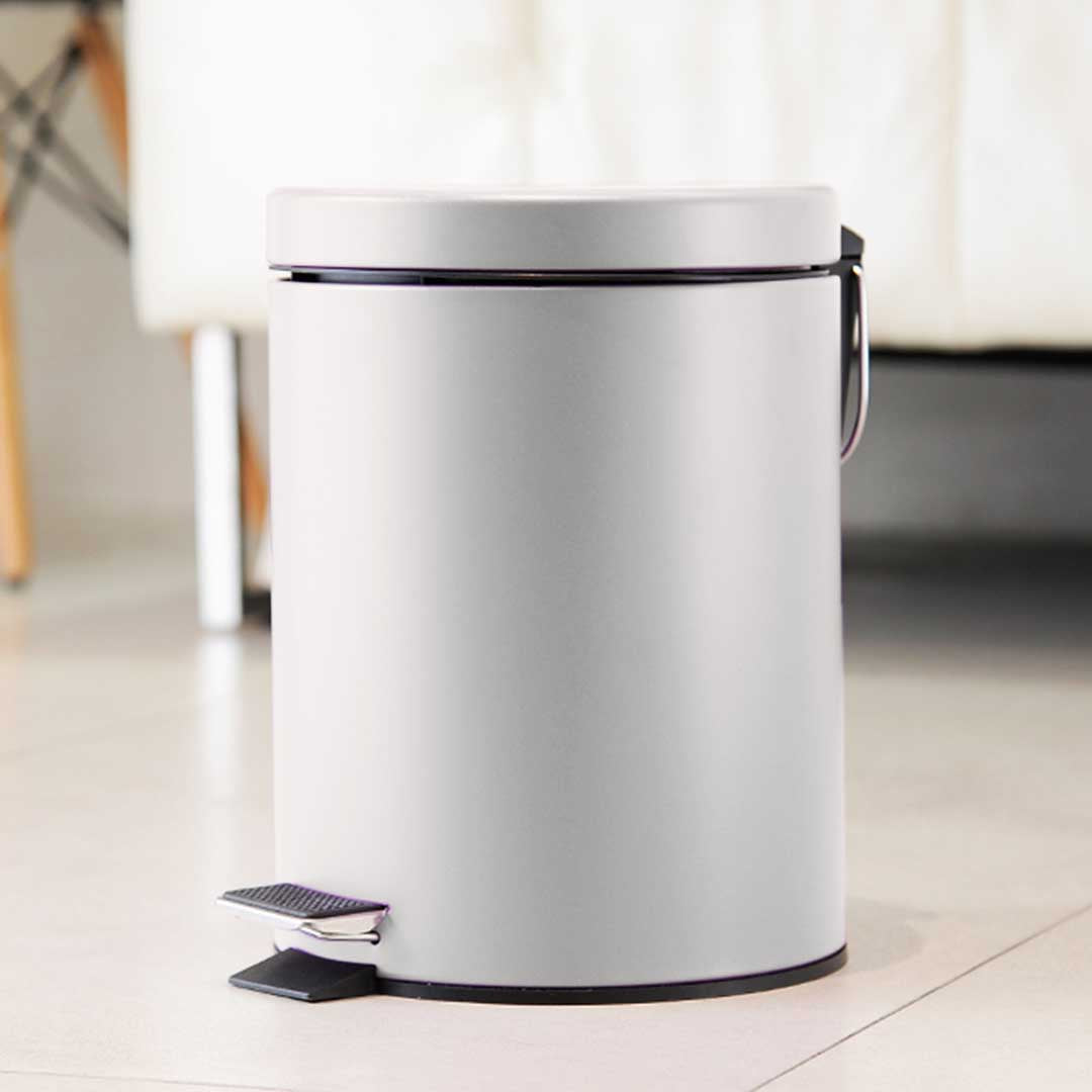 Premium 2X Foot Pedal Stainless Steel Rubbish Recycling Garbage Waste Trash Bin Round 7L White - image7