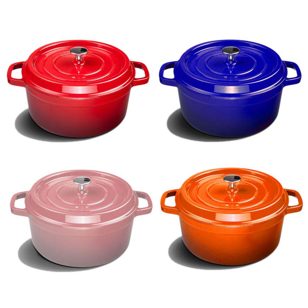 Premium 2X Cast Iron 26cm Enamel Porcelain Stewpot Casserole Stew Cooking Pot With Lid Red - image7