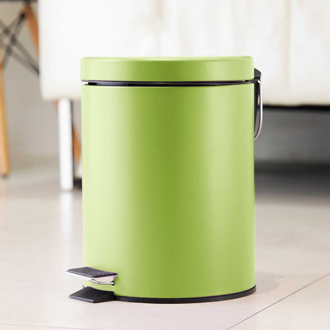 Premium 2X Foot Pedal Stainless Steel Rubbish Recycling Garbage Waste Trash Bin Round 7L Green - image7