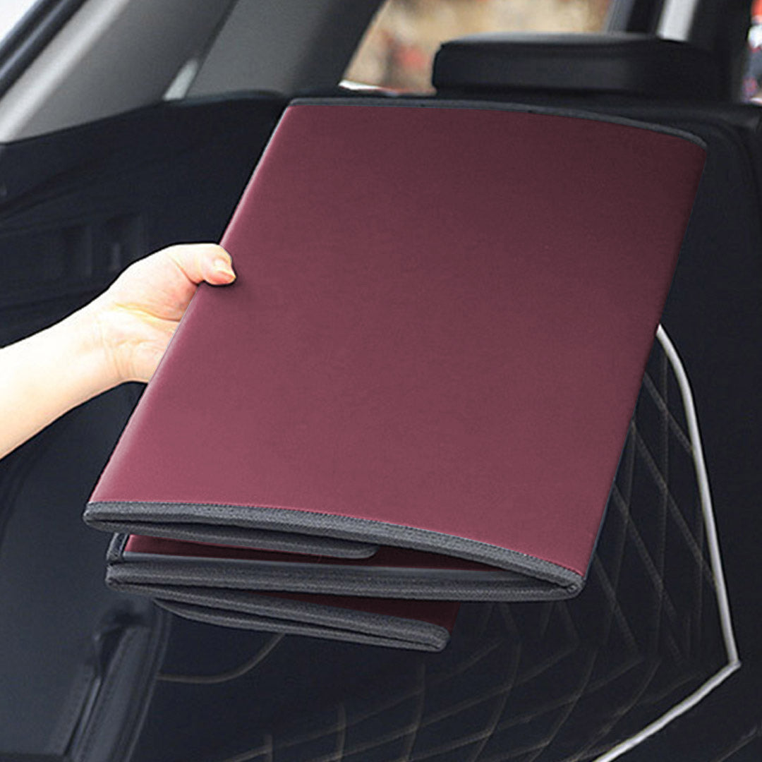 Premium 2X  Leather Car Boot Collapsible Foldable Trunk Cargo Organizer Portable Storage Box Red Small - image7