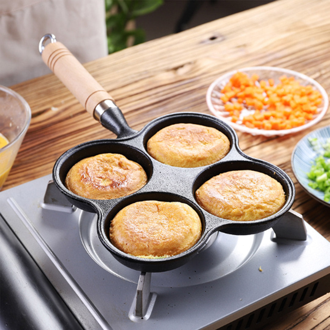 Premium 4 Mold Multi-Portion Cast Iron Breakfast Fried Egg Pancake Omelet Fry Pan - image7