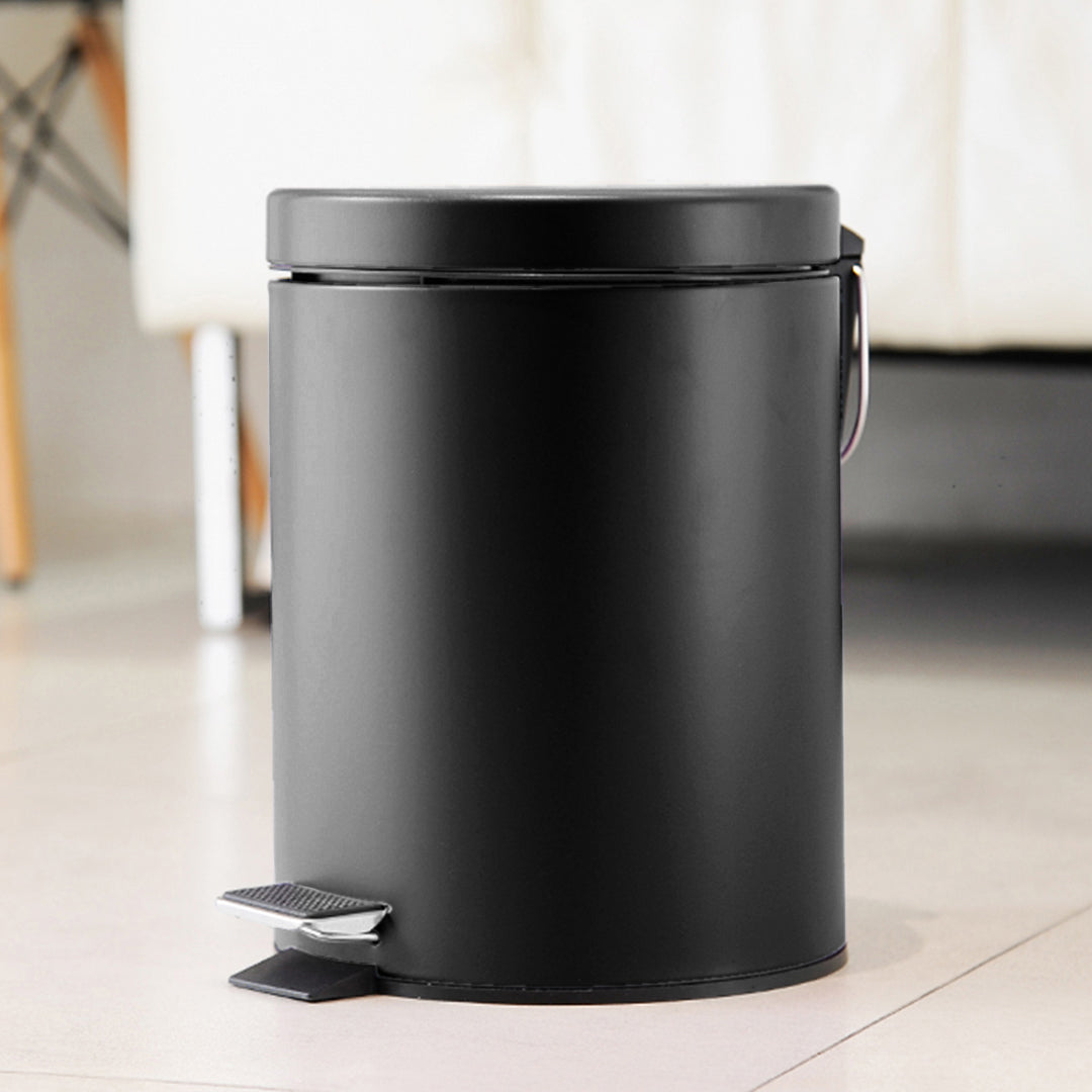 Premium 2X Foot Pedal Stainless Steel Rubbish Recycling Garbage Waste Trash Bin Round 12L Black - image7