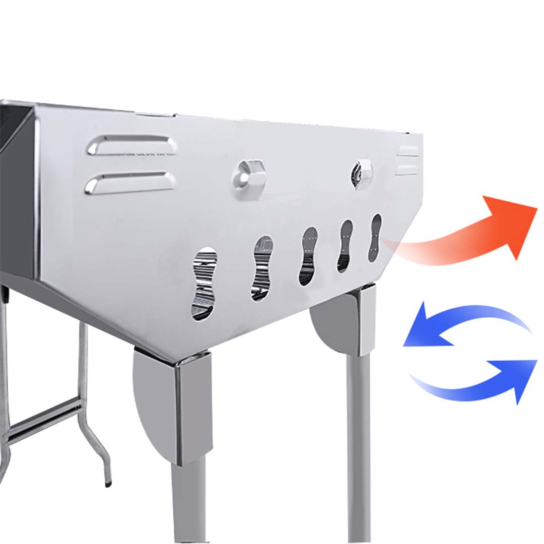 Premium 2x Skewers Grill with Side Tray Portable Stainless Steel Charcoal BBQ Outdoor 6-8 Persons - image7