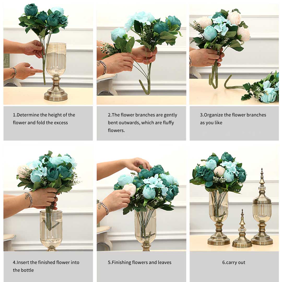 Premium 2 x Clear Glass Flower Vase with Lid and Transparent Filler Vase Bronze Set - image7