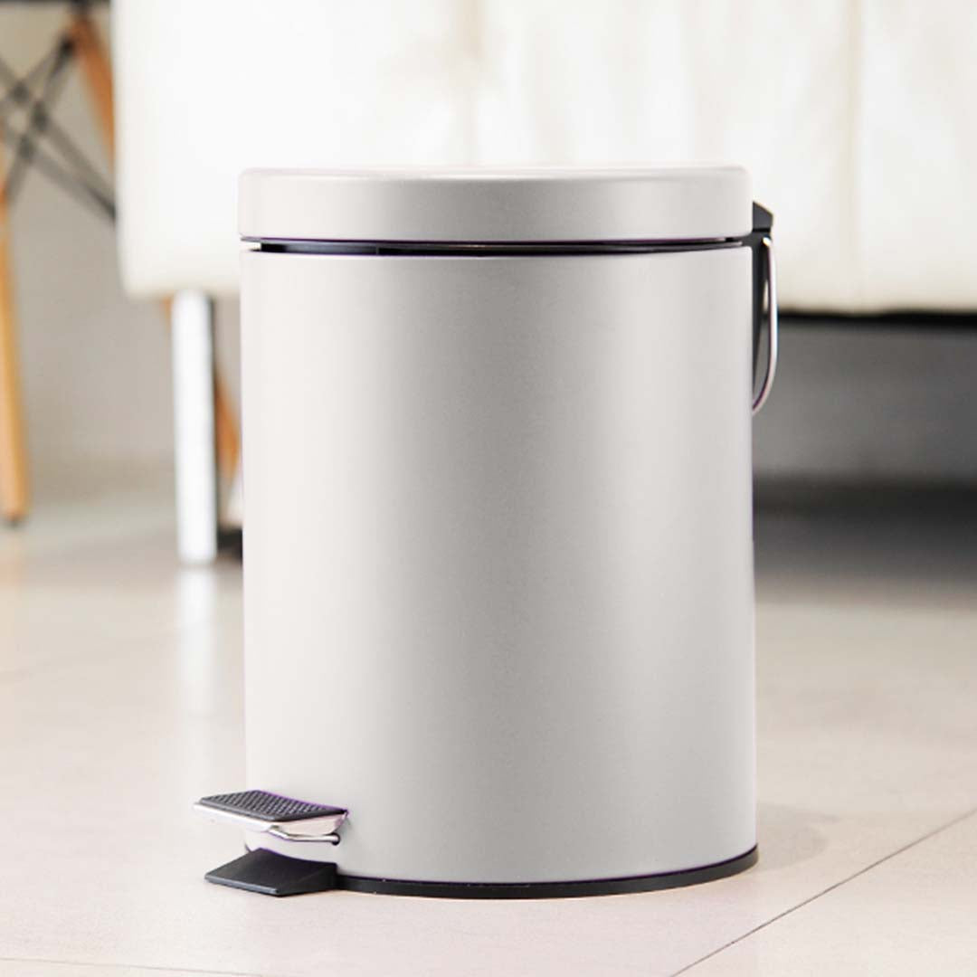 Premium 4X Foot Pedal Stainless Steel Rubbish Recycling Garbage Waste Trash Bin Round 7L White - image7