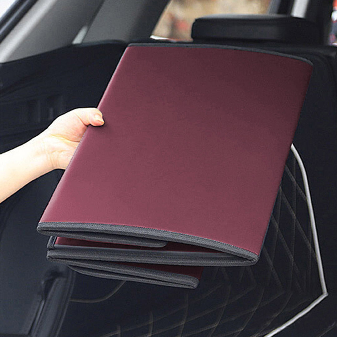 Premium 2X Leather Car Boot Collapsible Foldable Trunk Cargo Organizer Portable Storage Box Red Medium - image7