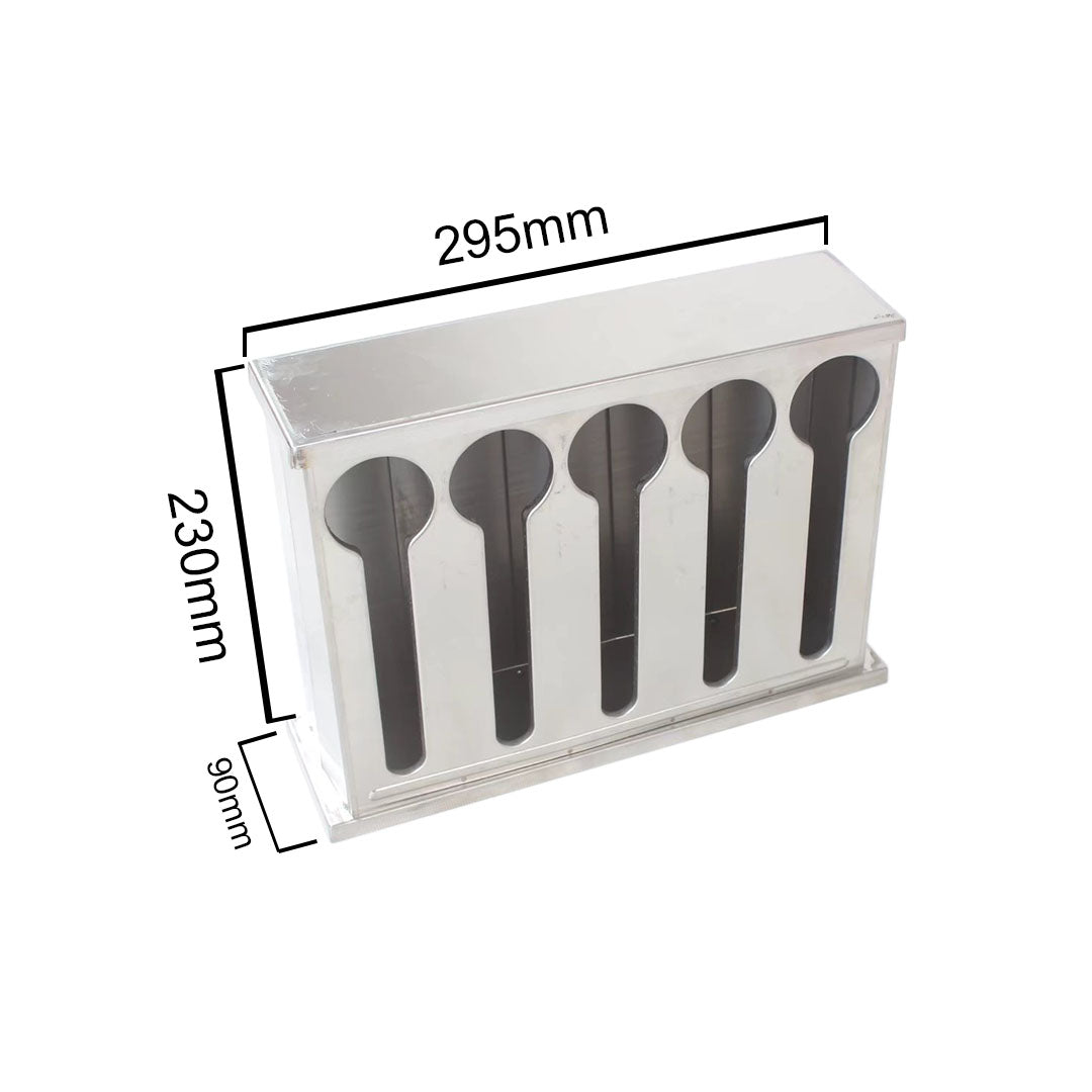 Premium Stainless Steel Buffet Restaurant Spoon Utensil Holder Storage Rack 5 Holes - image7