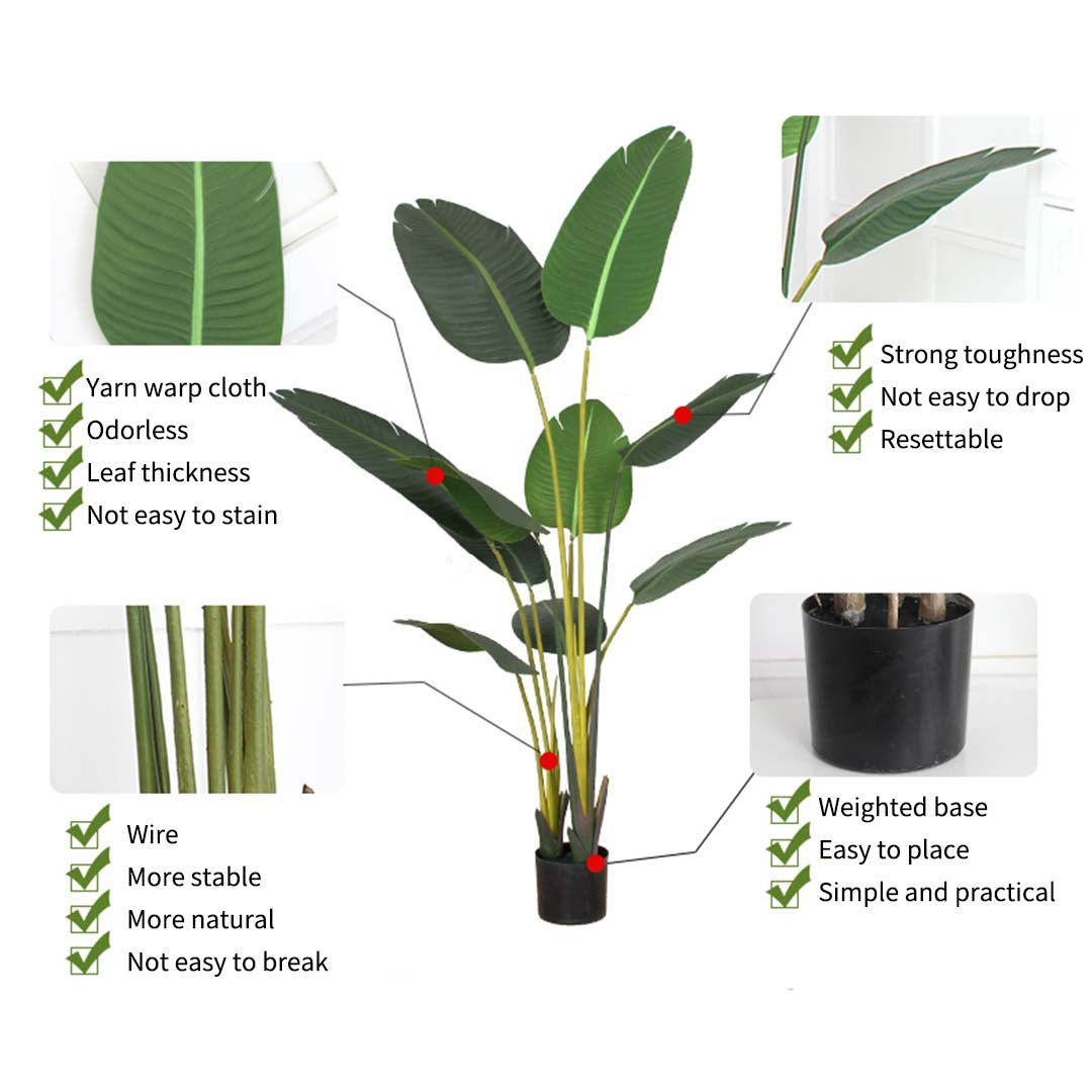 Premium 160cm Artificial Green Indoor Traveler Banana Fake Decoration Tree Flower Pot Plant - image7