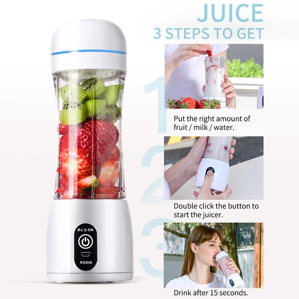 Premium 380ml Portable Mini USB Rechargeable Handheld Fruit Mixer Juicer Blue - image7