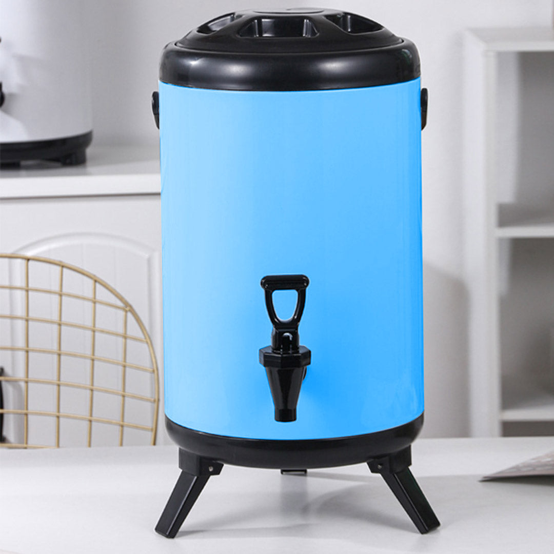 Premium 8X 16L Stainless Steel Insulated Milk Tea Barrel Hot and Cold Beverage Dispenser Container with Faucet Blue - image8