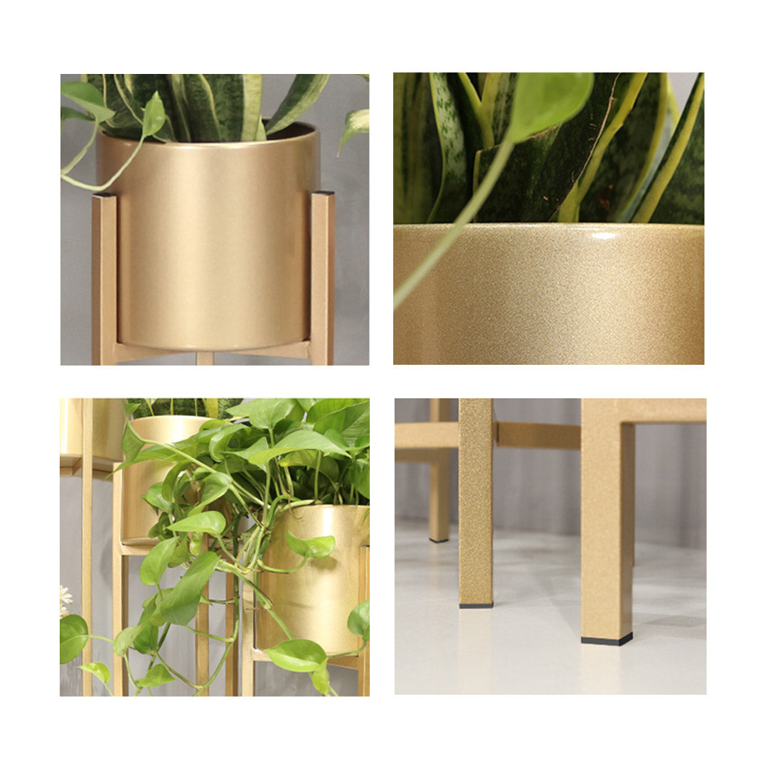 Premium 45cm Gold Metal Plant Stand with Flower Pot Holder Corner Shelving Rack Indoor Display - image8