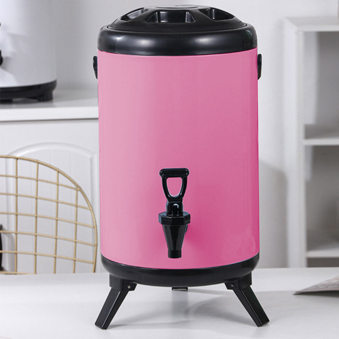 Premium 8L Stainless Steel Insulated Milk Tea Barrel Hot and Cold Beverage Dispenser Container with Faucet Pink - image8