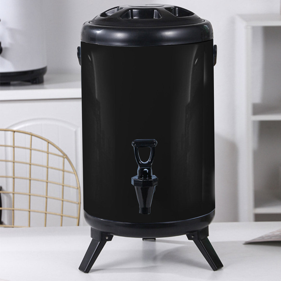 8X 14L Stainless Steel Insulated Milk Tea Barrel Hot and Cold Beverage Dispenser Container with Faucet Black - image8