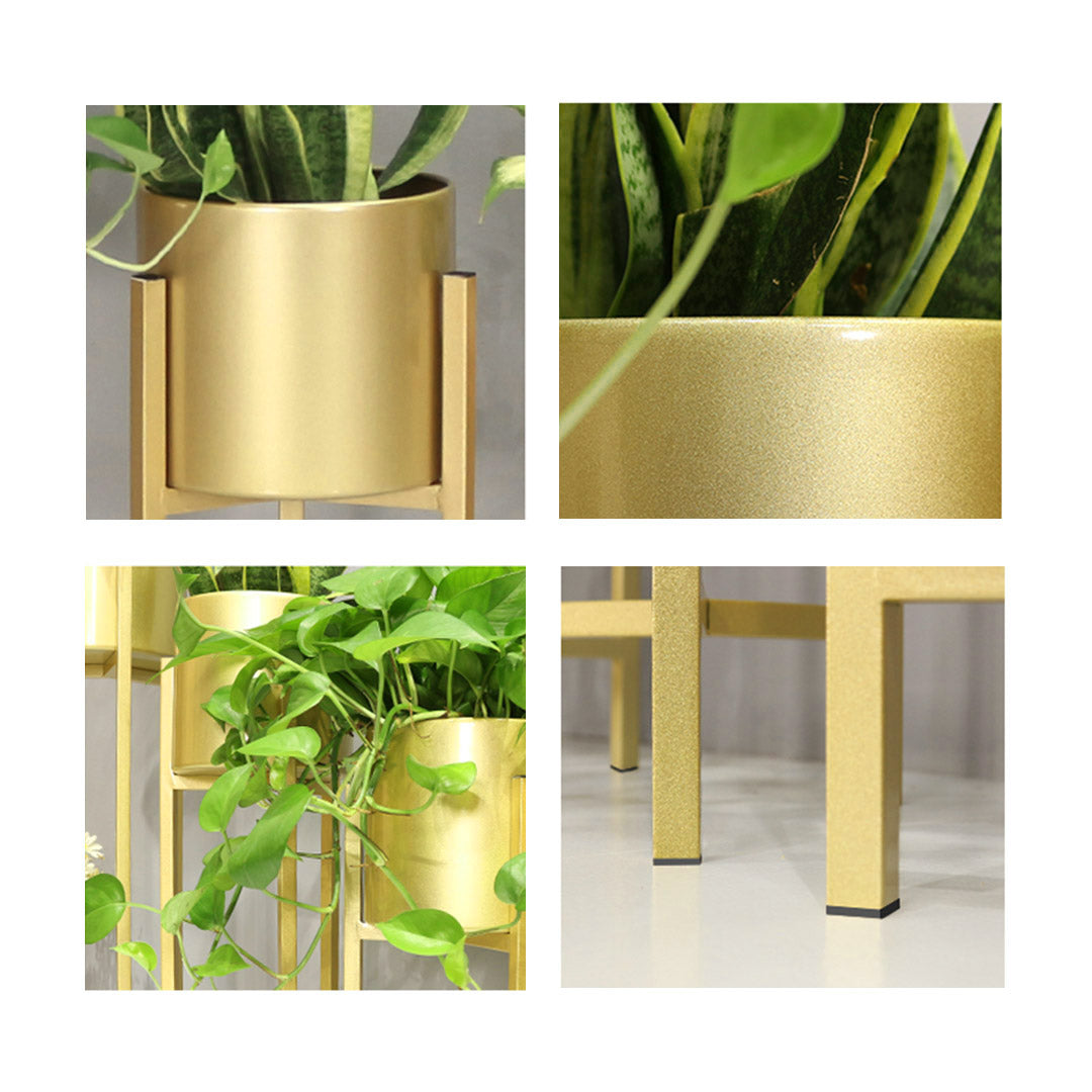 Premium 4X 75cm Gold Metal Plant Stand with Flower Pot Holder Corner Shelving Rack Indoor Display - image8