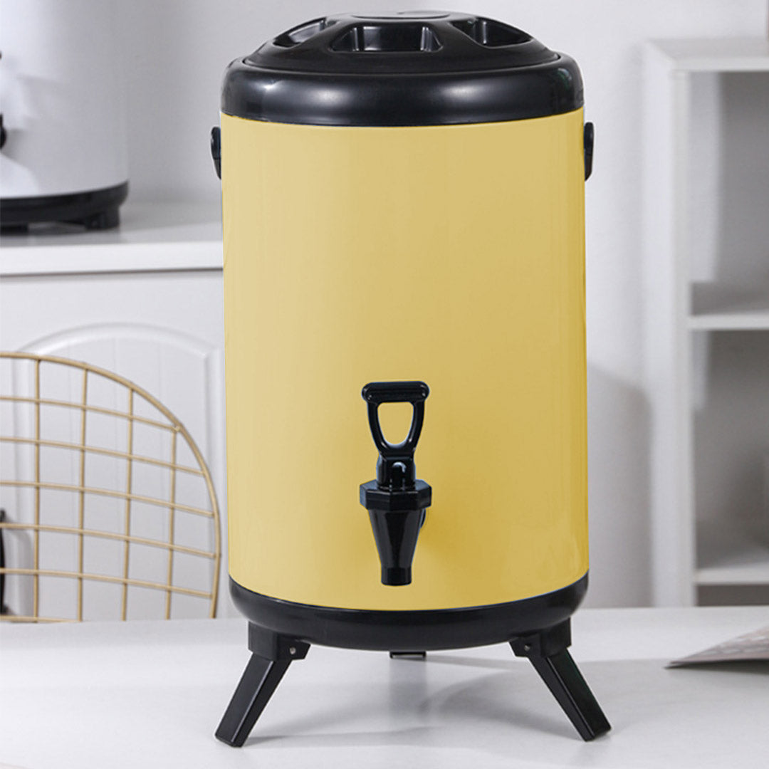 Premium 2X 10L Stainless Steel Insulated Milk Tea Barrel Hot and Cold Beverage Dispenser Container with Faucet Yellow - image8