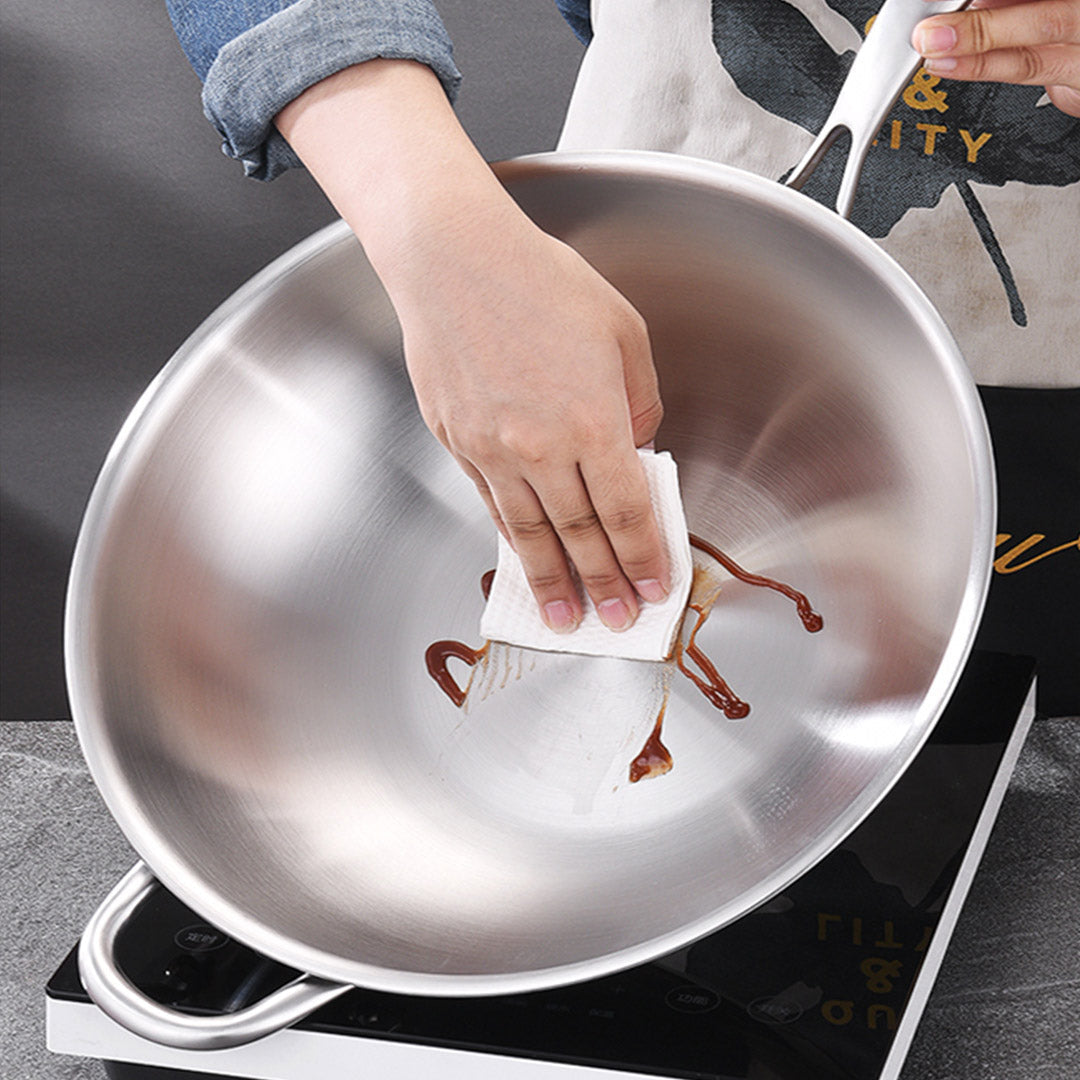 Premium 18/10 Stainless Steel Fry Pan 36cm Frying Pan Top Grade Skillet with Helper Handle and Lid - image8