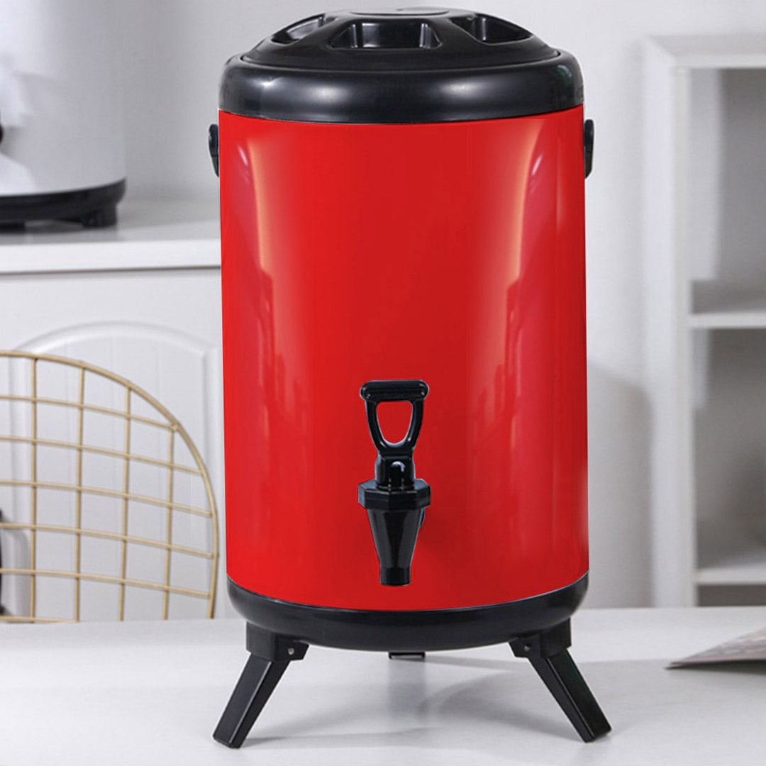 Premium 2X 8L Stainless Steel Insulated Milk Tea Barrel Hot and Cold Beverage Dispenser Container with Faucet Red - image8