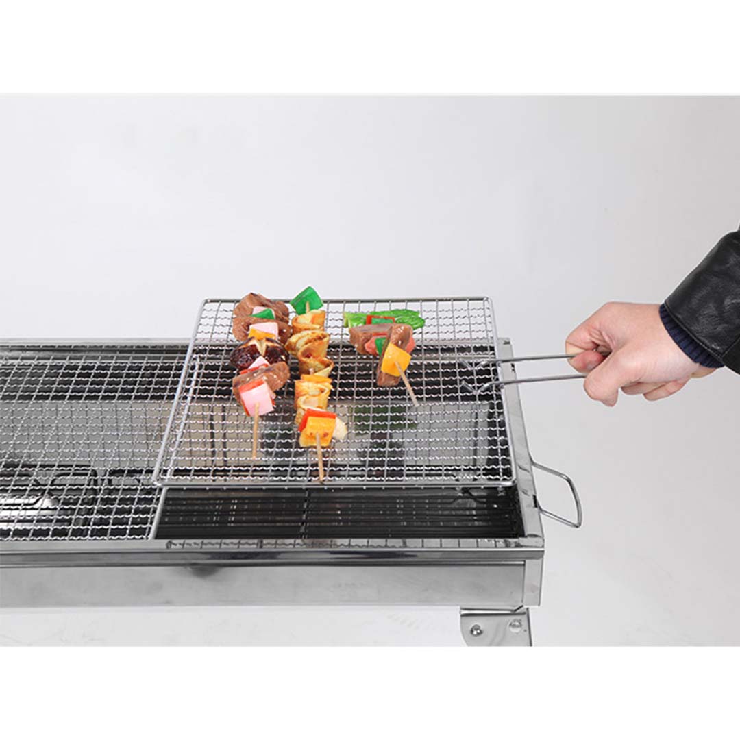 Premium 2x Skewers Grill with Side Tray Portable Stainless Steel Charcoal BBQ Outdoor 6-8 Persons - image8