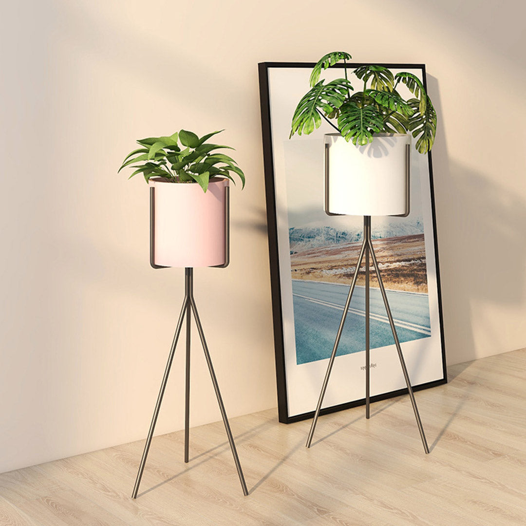 Premium 2X 70cm Tripod Flower Pot Plant Stand with White Flowerpot Holder Rack Indoor Display - image8