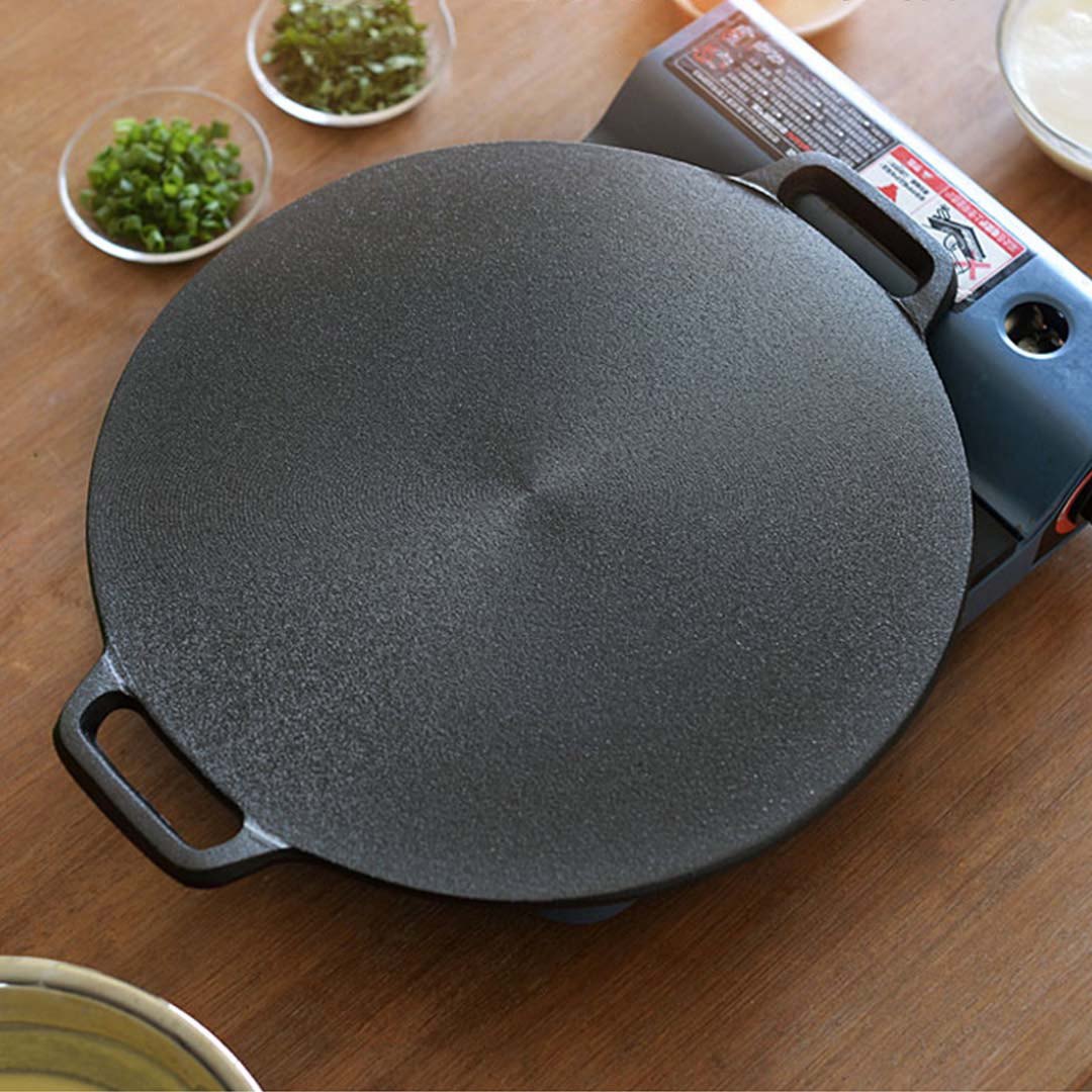 Premium 2X 37cm Cast Iron Induction Crepes Pan Baking Cookie Pancake Pizza Bakeware - image8