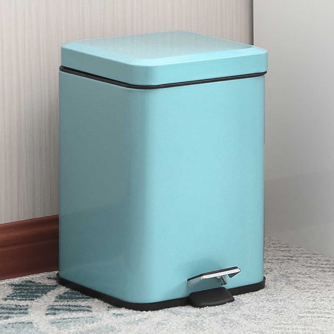 Premium 2X Foot Pedal Stainless Steel Rubbish Recycling Garbage Waste Trash Bin Square 6L Blue - image8