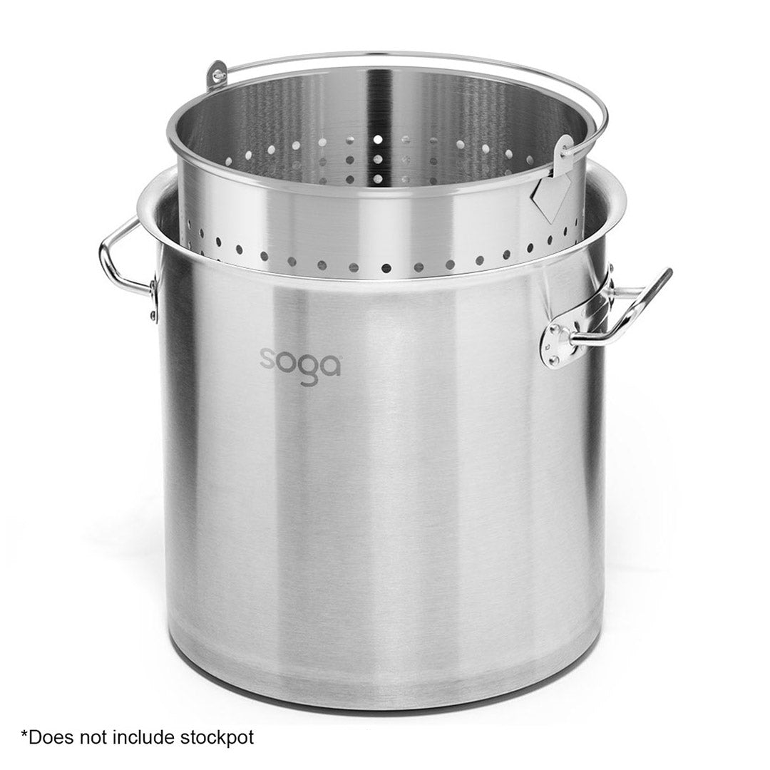 Premium 2X 33L 18/10 Stainless Steel Perforated Stockpot Basket Pasta Strainer with Handle - image8