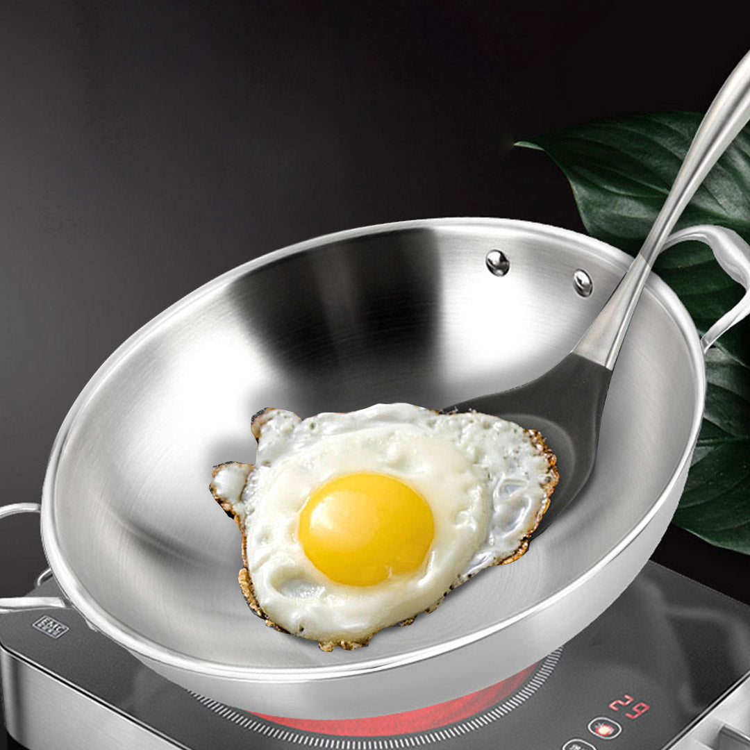 Premium 2X 3-Ply 38cm Stainless Steel Double Handle Wok Frying Fry Pan Skillet with Lid - image8