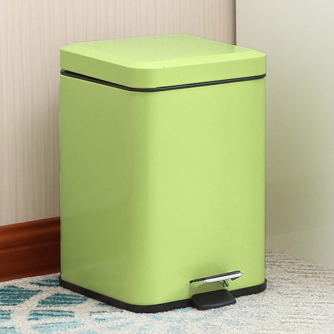 Premium Foot Pedal Stainless Steel Rubbish Recycling Garbage Waste Trash Bin Square 12L Green - image8