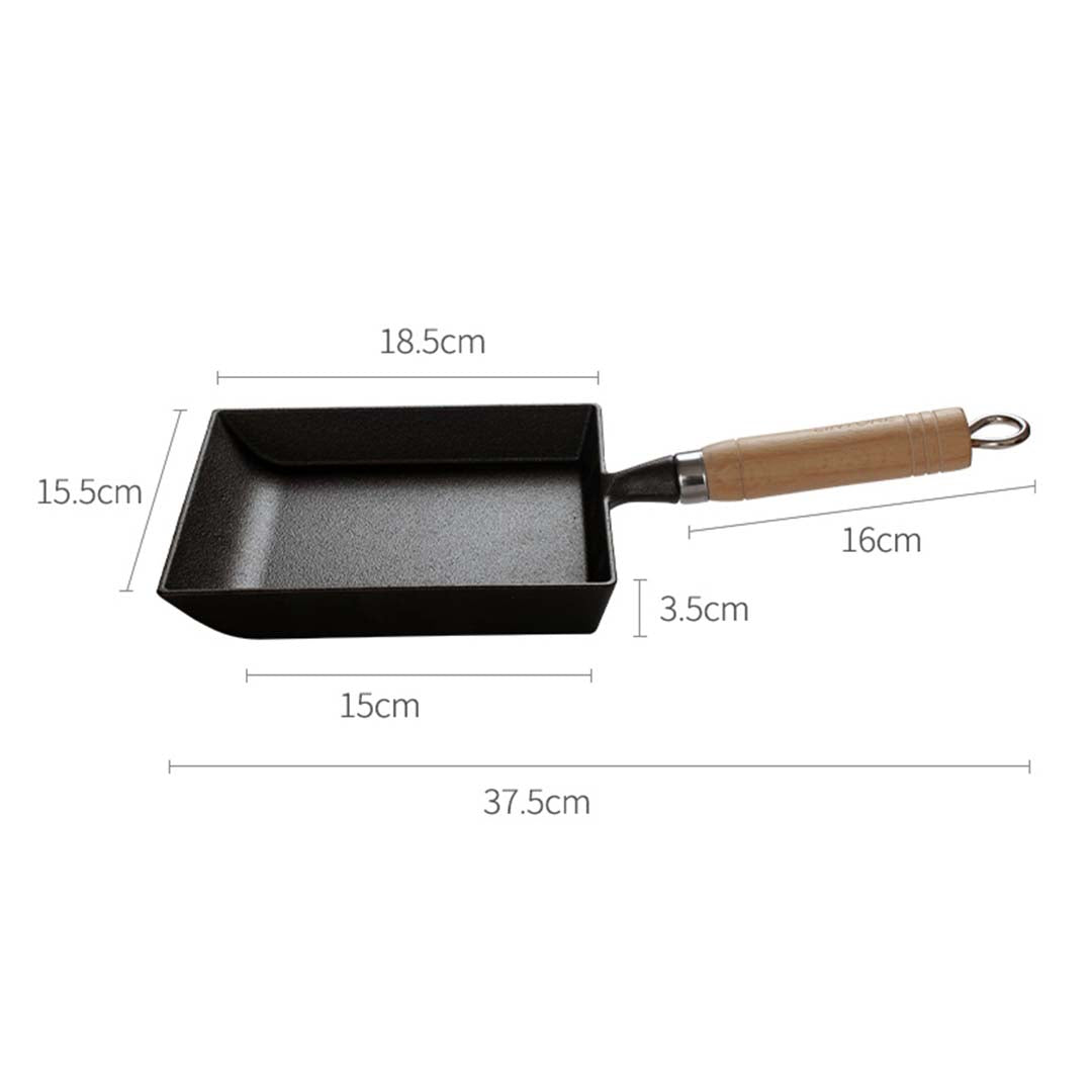 Premium 2X Cast Iron Tamagoyaki Japanese Omelette Egg Frying Skillet Fry Pan Wooden Handle - image8