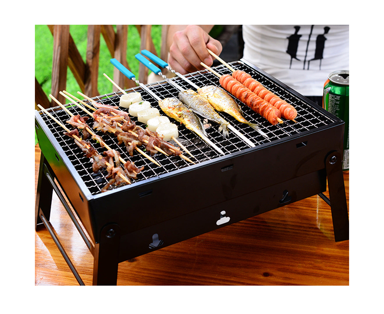 Premium 2X Portable Mini Folding Thick Box-Type Charcoal Grill for Outdoor BBQ Camping - image8