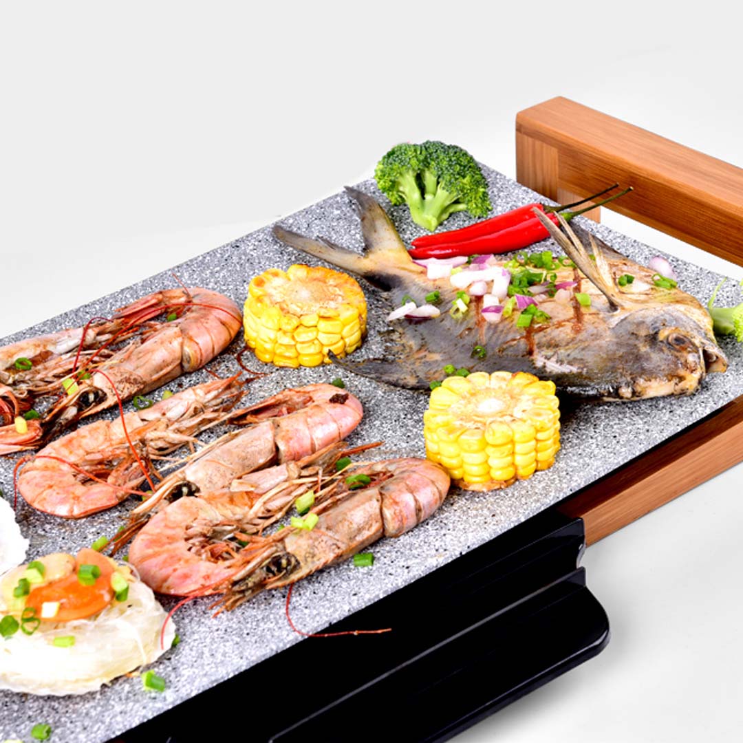 Premium 2X Electric Ceramic BBQ Grill Non-stick Surface Hot Plate for Indoor & Outdoor Stone - image8