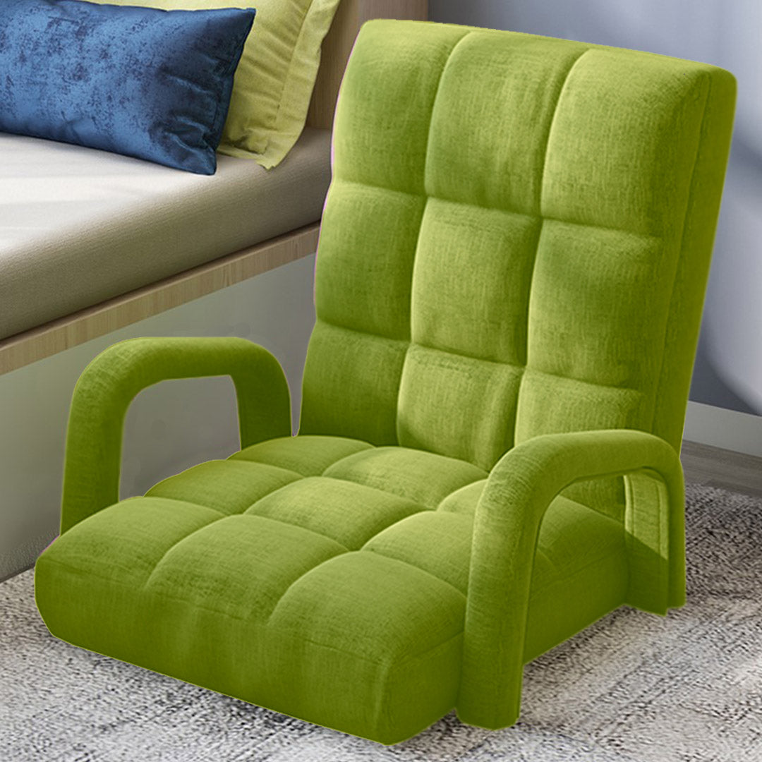 Premium Foldable Lounge Cushion Adjustable Floor Lazy Recliner Chair with Armrest Yellow Green - image8