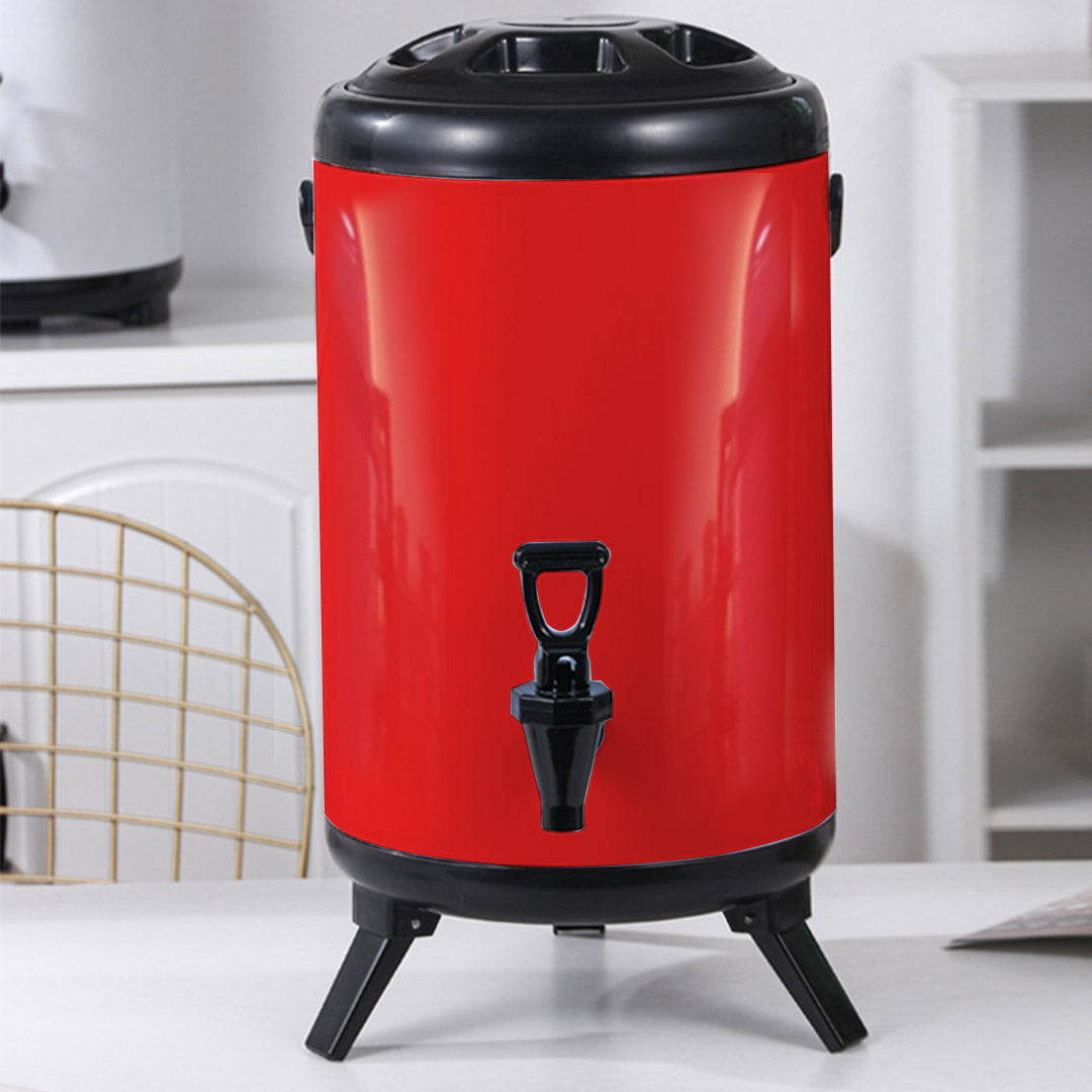 Premium 8X 14L Stainless Steel Insulated Milk Tea Barrel Hot and Cold Beverage Dispenser Container with Faucet Red - image8