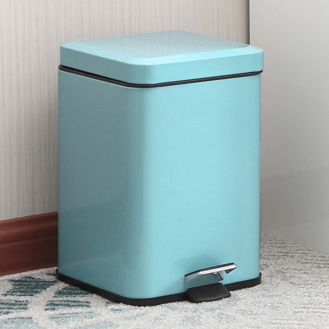 Premium 4X Foot Pedal Stainless Steel Rubbish Recycling Garbage Waste Trash Bin Square 12L Blue - image8