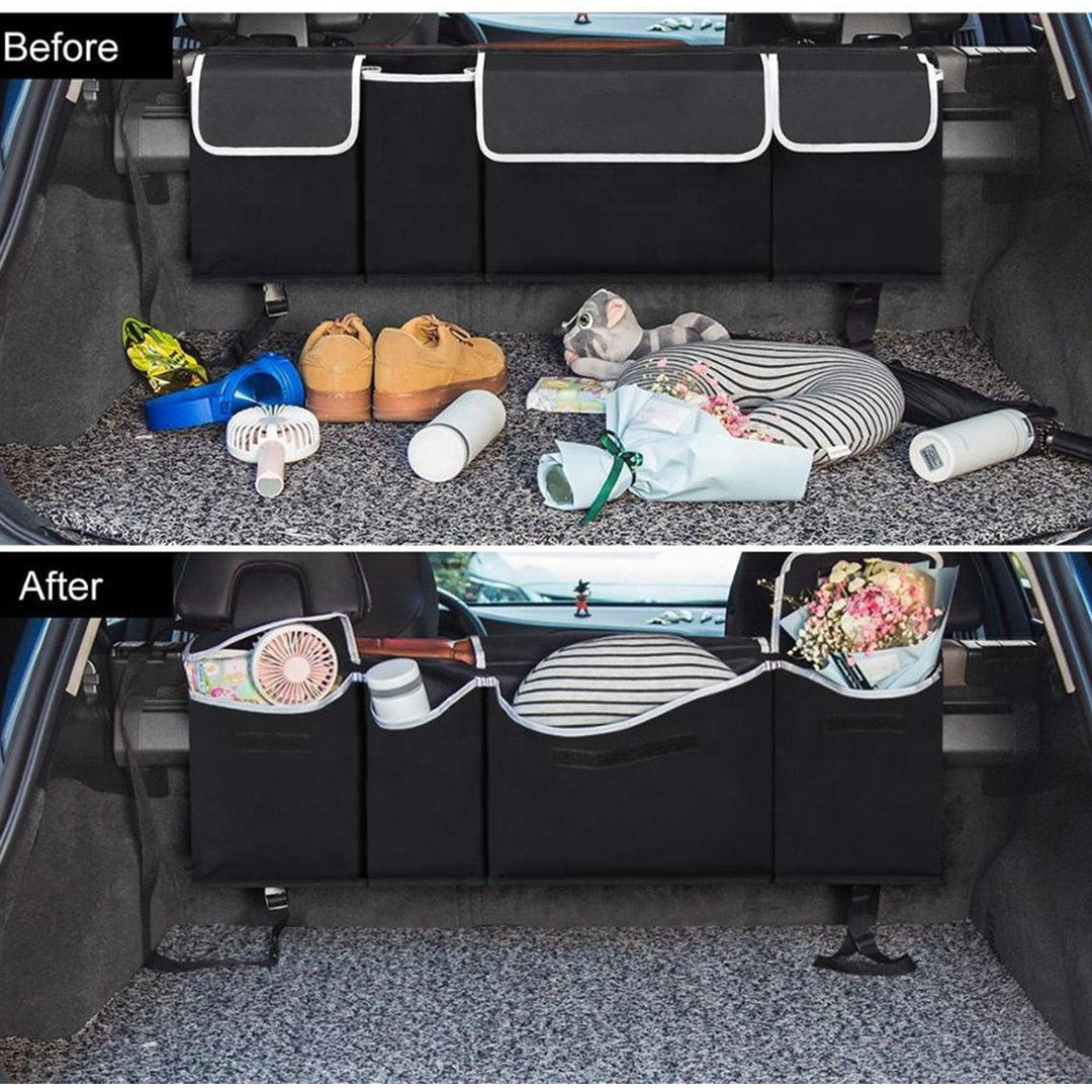 Oxford Cloth Car Storage Trunk Organiser Backseat Multi-Purpose Interior Accessories Black - image9