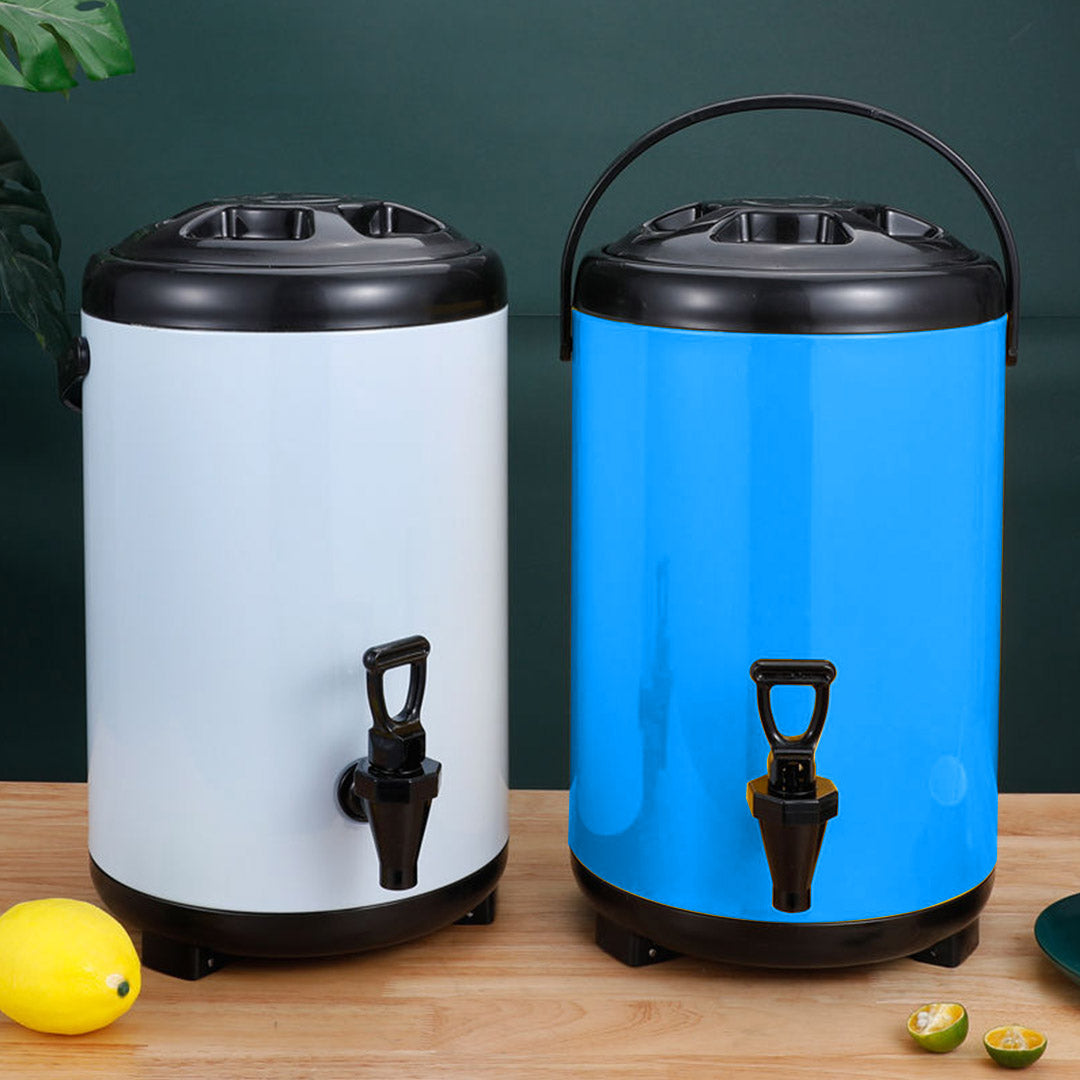 Premium 10L Stainless Steel Insulated Milk Tea Barrel Hot and Cold Beverage Dispenser Container with Faucet Blue - image9