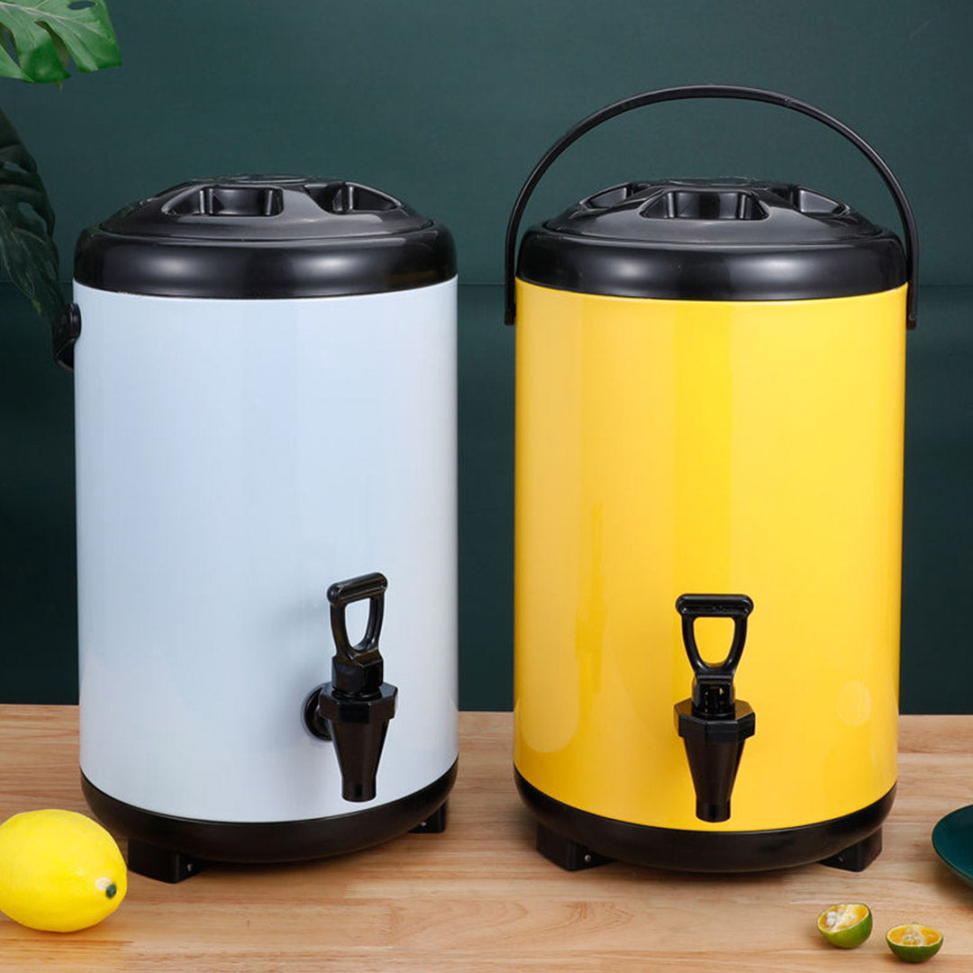 2X 10L Stainless Steel Insulated Milk Tea Barrel Hot and Cold Beverage Dispenser Container with Faucet White - image9