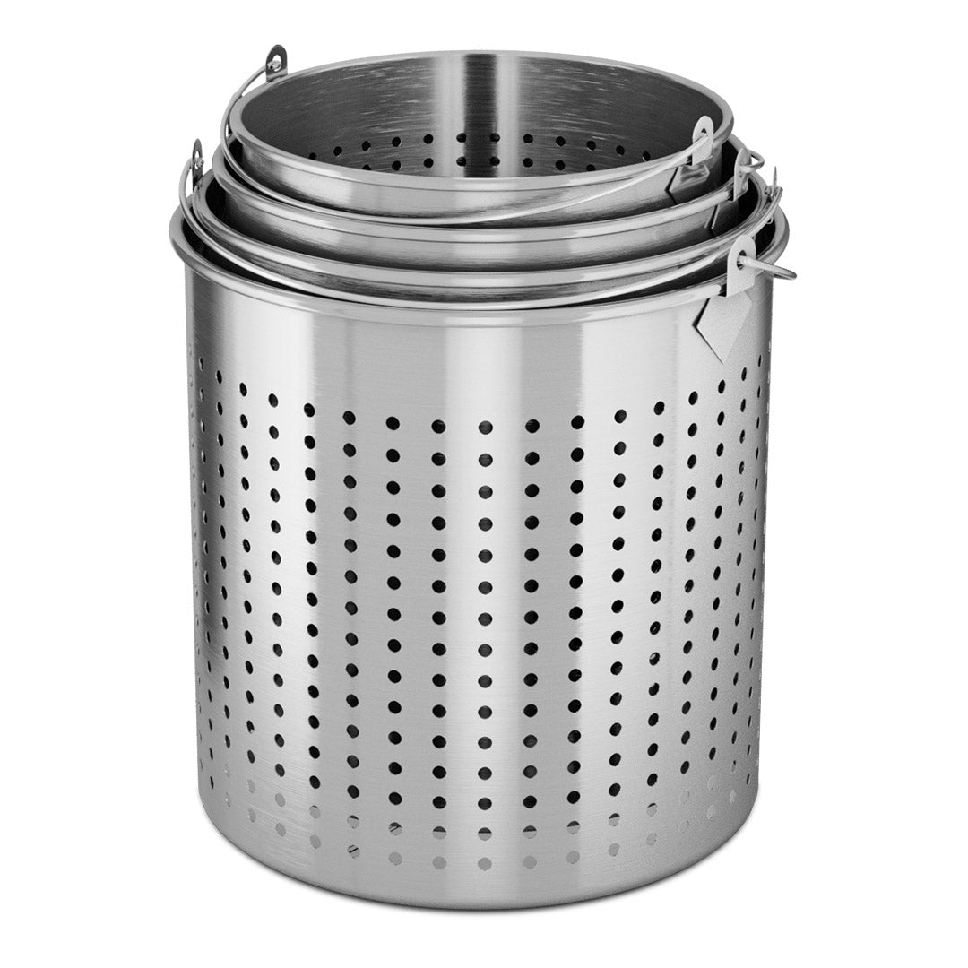 Premium 2X 98L 18/10 Stainless Steel Perforated Stockpot Basket Pasta Strainer with Handle - image9