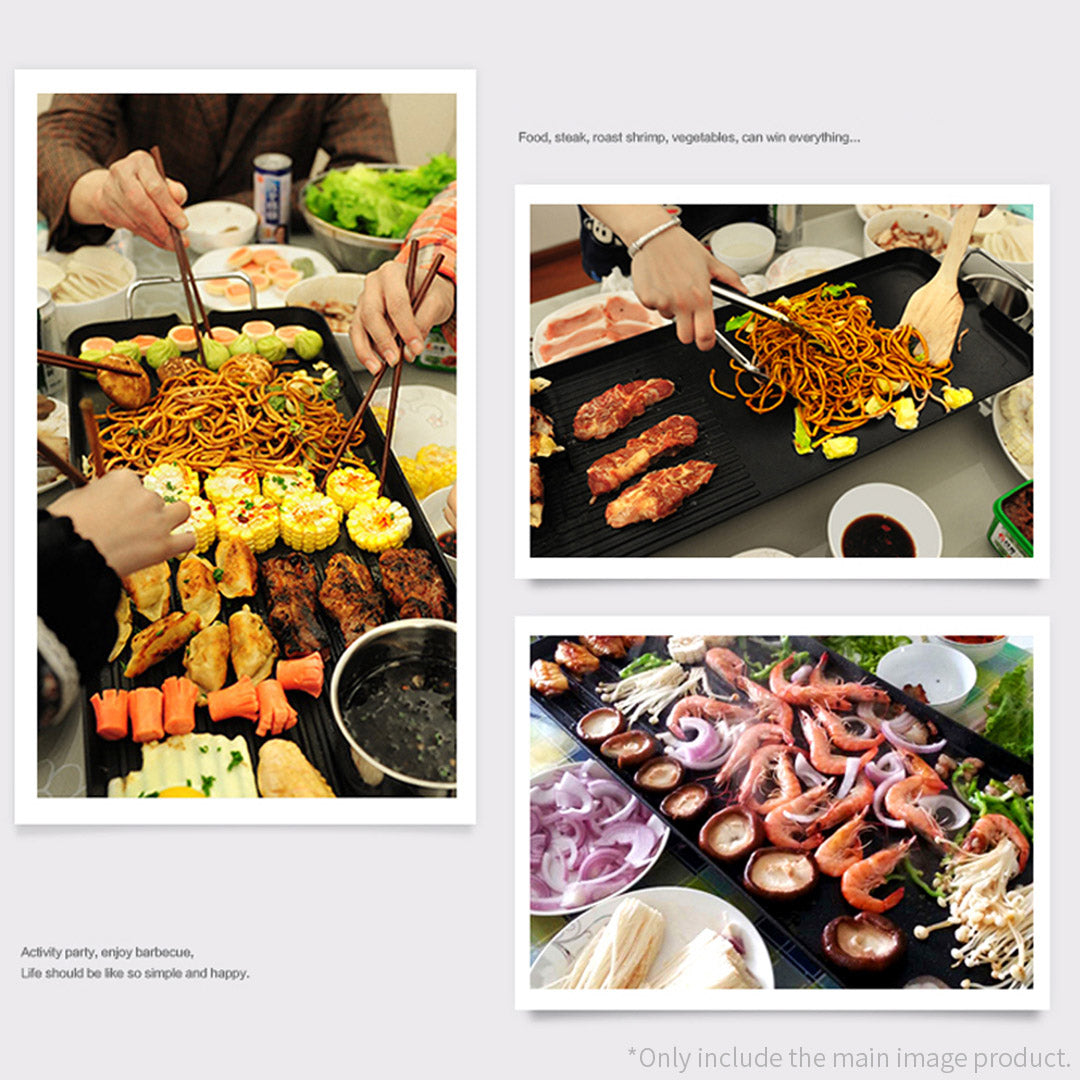 Premium 2X 48cm Electric BBQ Grill Teppanyaki Tough Non-Stick Surface Hot Plate Kitchen 3-5 Person - image9
