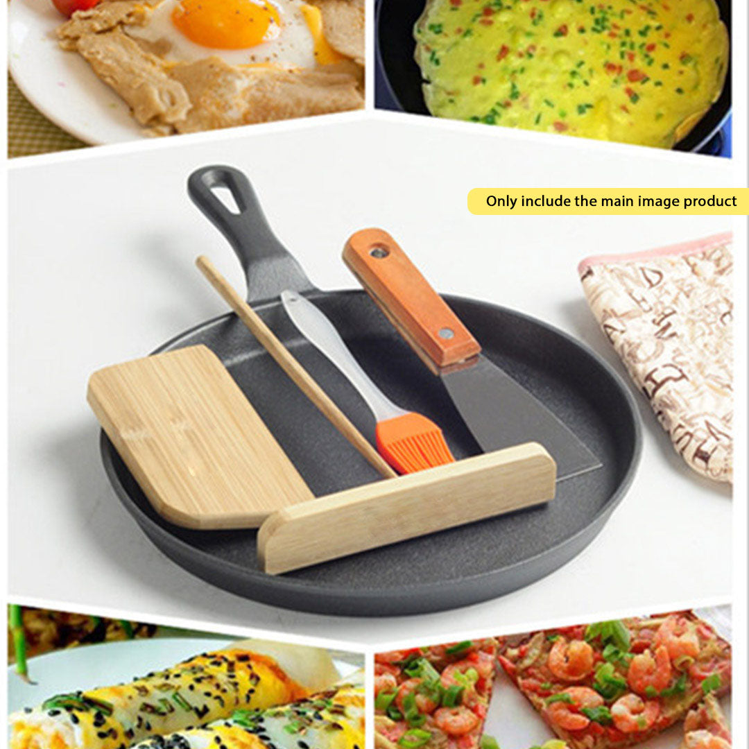 Premium 2X 26cm Round Cast Iron Frying Pan Skillet Griddle Sizzle Platter - image9