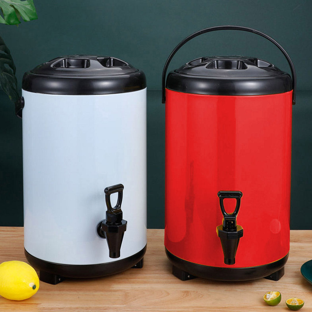 Premium 4X 8L Stainless Steel Insulated Milk Tea Barrel Hot and Cold Beverage Dispenser Container with Faucet Red - image9