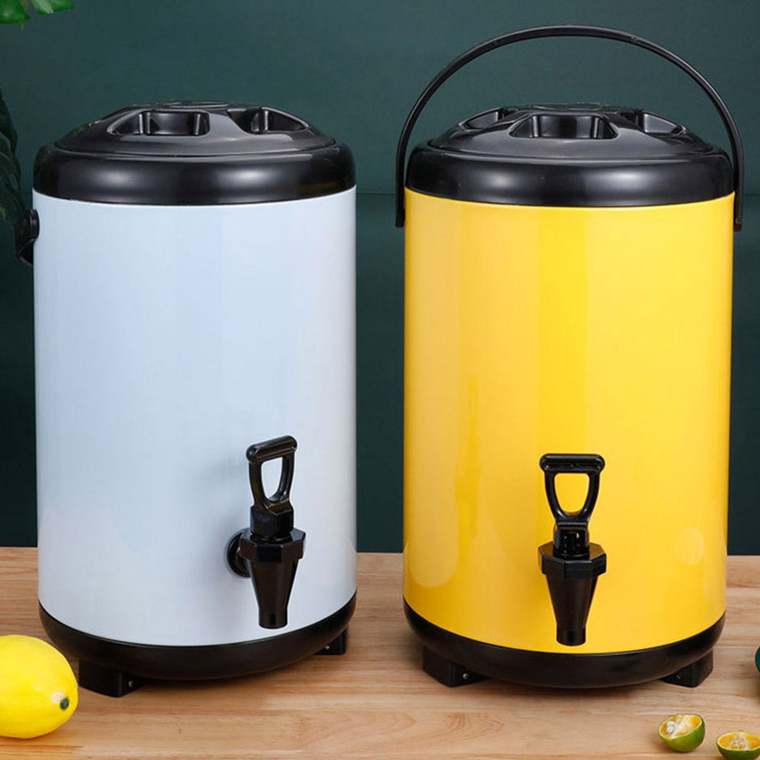 Premium 8X 8L Stainless Steel Insulated Milk Tea Barrel Hot and Cold Beverage Dispenser Container with Faucet White - image9