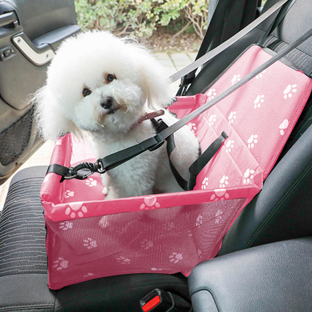 Premium 2X Waterproof Pet Booster Car Seat Breathable Mesh Safety Travel Portable Dog Carrier Bag Pink - image9