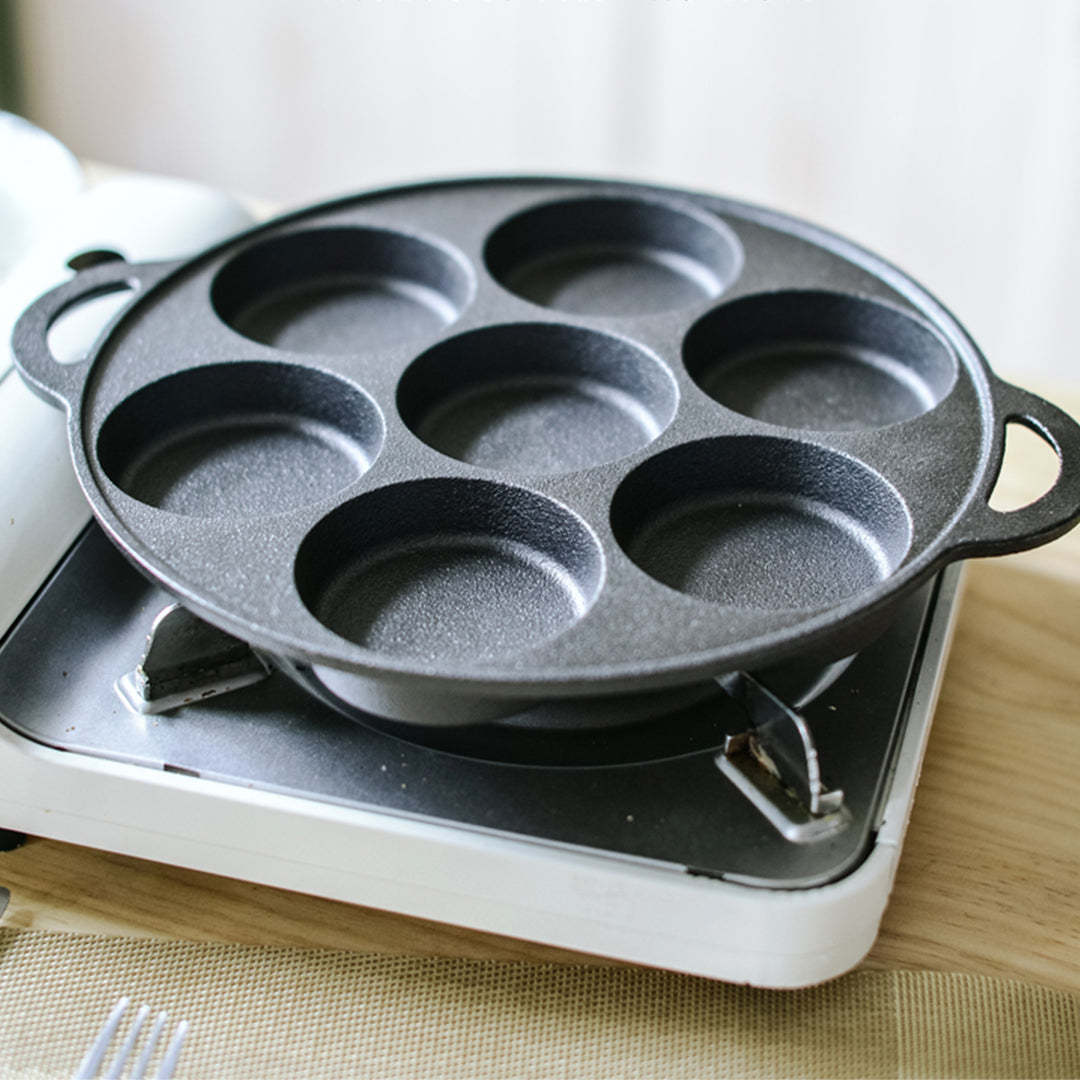 Premium 2X 31.5cm Cast Iron Takoyaki Fry Pan Octopus Balls Maker 7 Hole Cavities Grill Mold - image9