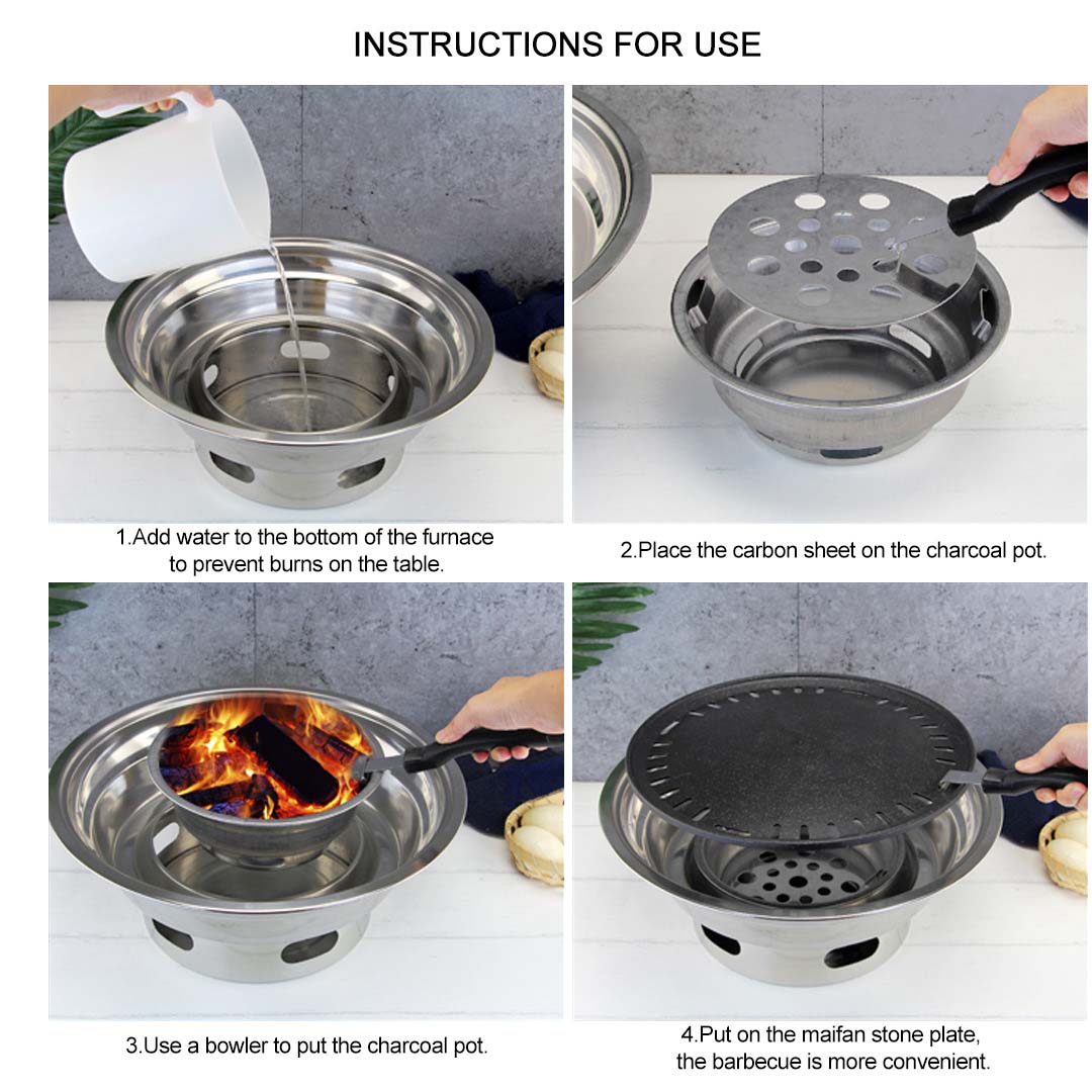 Premium BBQ Grill Stainless Steel Portable Smokeless Charcoal Grill Home Outdoor Camping - image9
